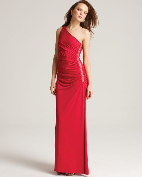 Laundry By Shelli Segal One-shoulder Side Beaded Gown in Red (Cerise ...