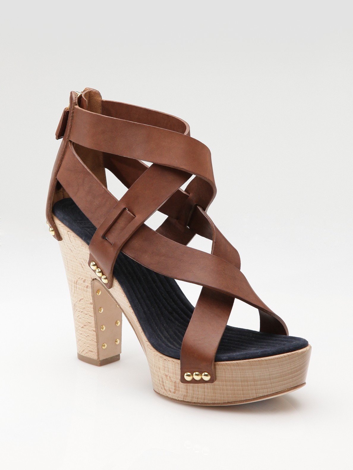 Givenchy Criss-cross Strappy Clog Sandals in Brown | Lyst
