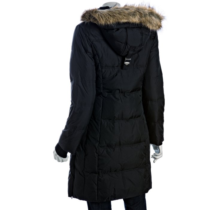 Lyst - Michael Michael Kors Black Down Filled Quilted Faux Fur Hooded ...