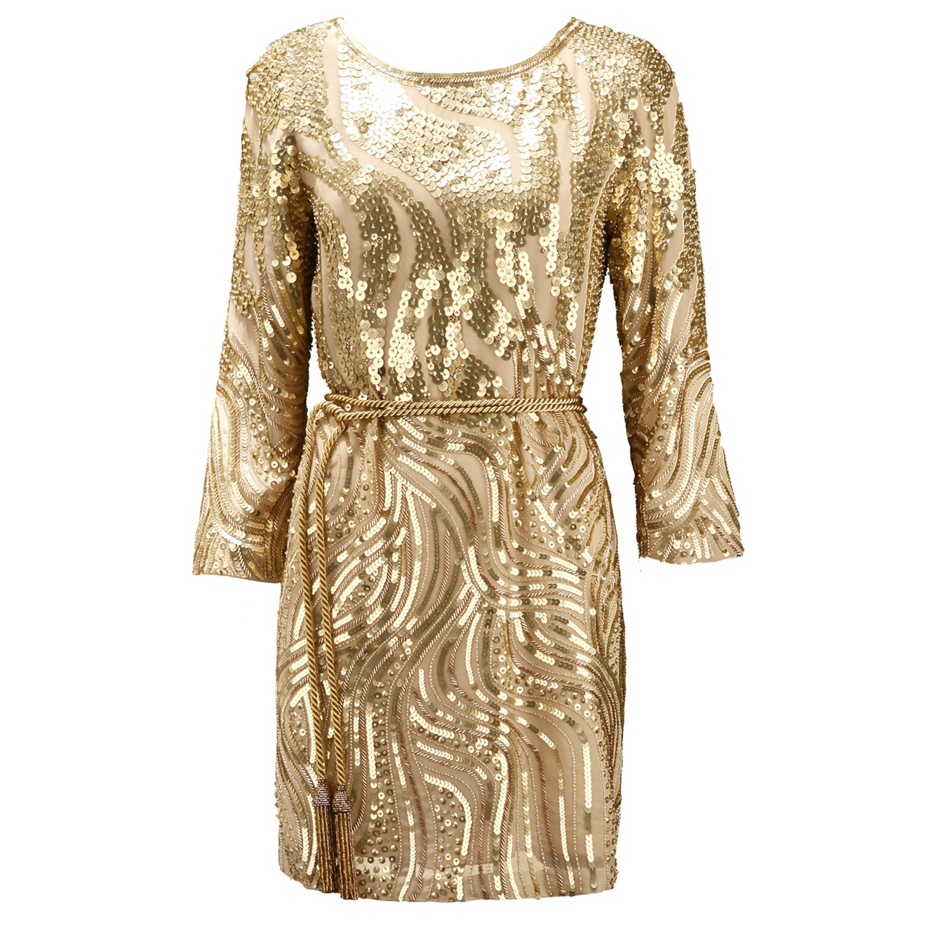 Oscar De La Renta Sequin Embellished Dress in Gold | Lyst