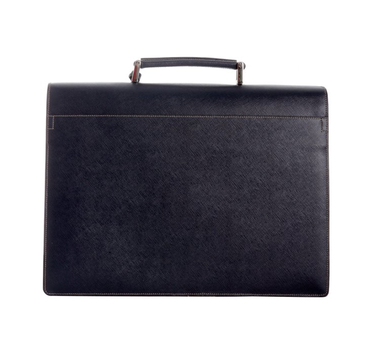 Lyst Prada Dark Navy Saffiano Leather Flap Briefcase in Blue for Men