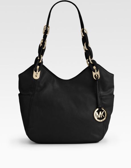 Michael Michael Kors Lilly Medium Leather Shoulder Bag in Black | Lyst