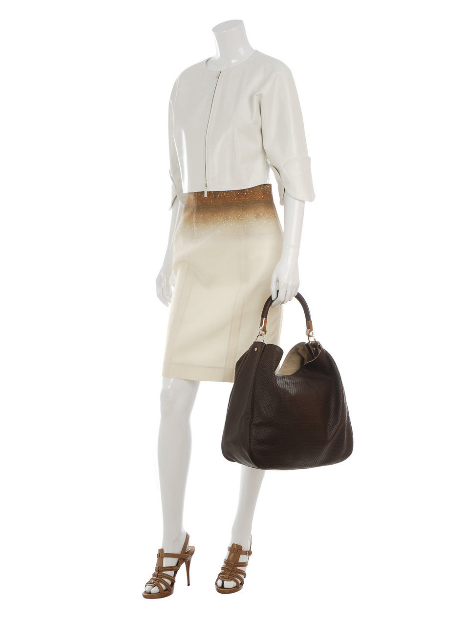 Saint laurent Perforated Roady Hobo in Brown | Lyst  