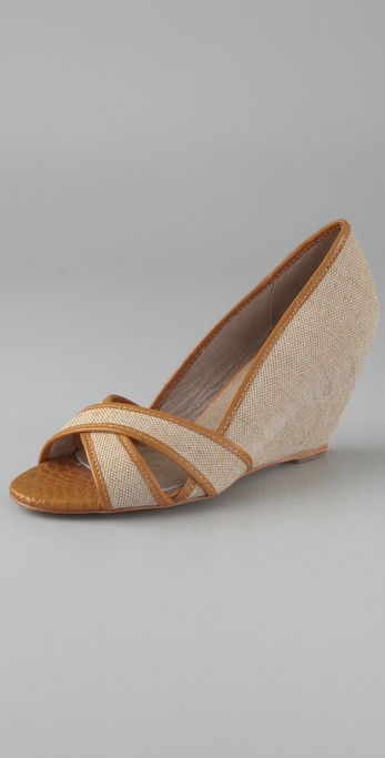 open toe wedge pumps