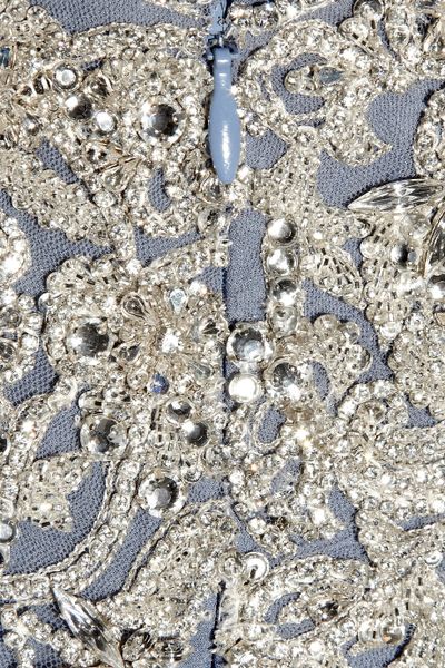 Marchesa Embellished Silk-chiffon Strapless Gown in Blue (powder) | Lyst