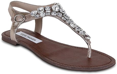 Steve Madden Grooom Flat Sandals in Silver (Rhinestone) | Lyst