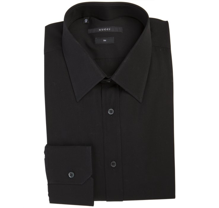 Gucci Black Cotton Point Collar Dress Shirt in Black for Men | Lyst