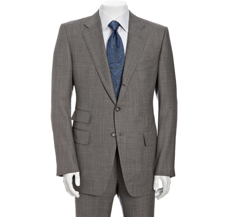 Tom Ford Grey Crosshatched Wool 3-button Suit with Flat Front Pants in ...