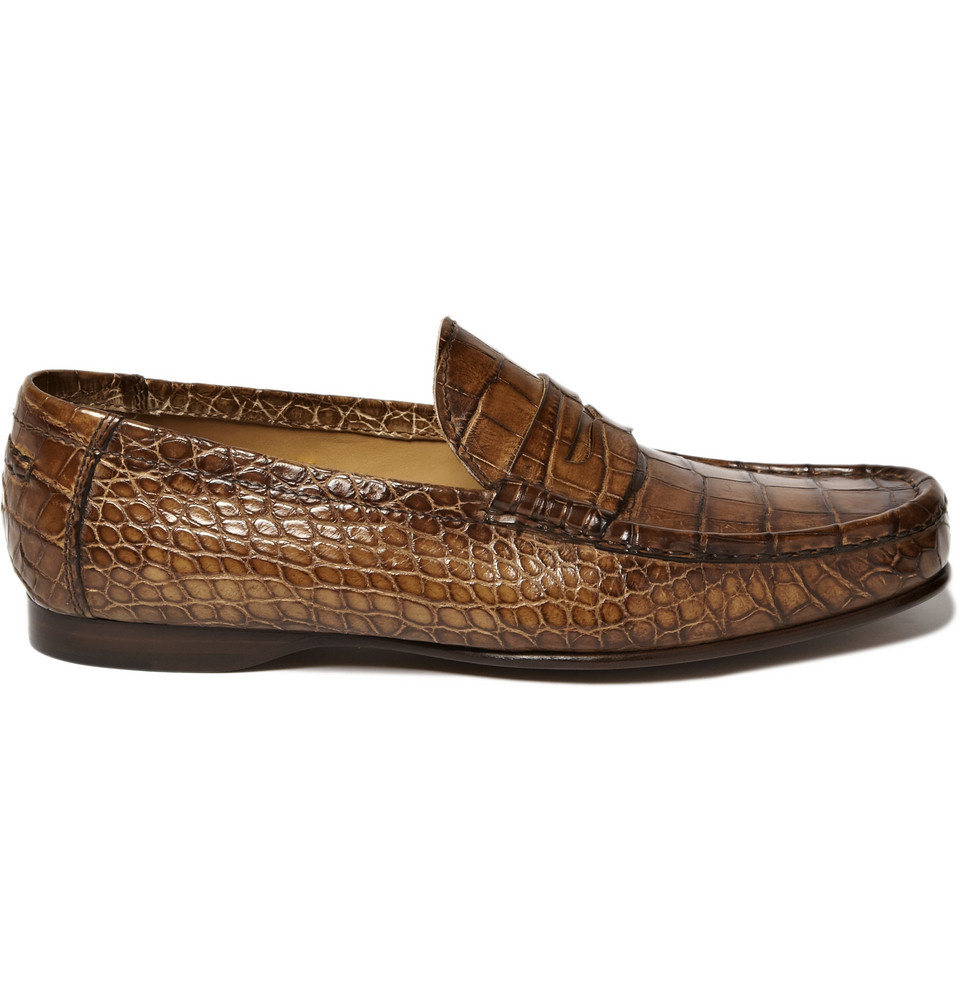 Ralph lauren Alligator Leather Penny Loafers in Brown for Men ...
