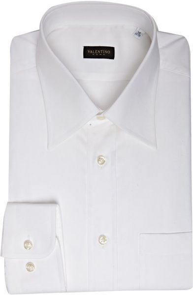 Valentino White Cotton Point Collar Pocket Dress Shirt in White for Men ...
