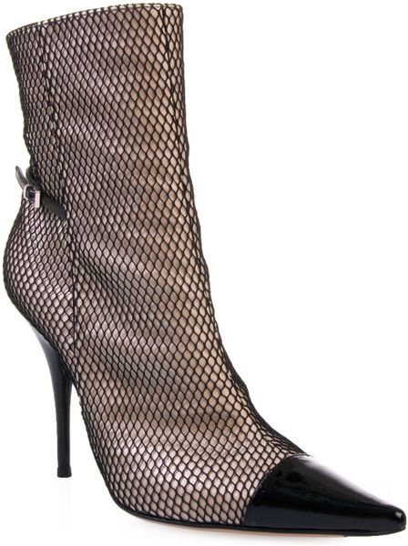 Casadei Fishnet Ankle Boots in Black (beige) | Lyst