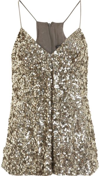 Vince Sequin Cami in Silver | Lyst