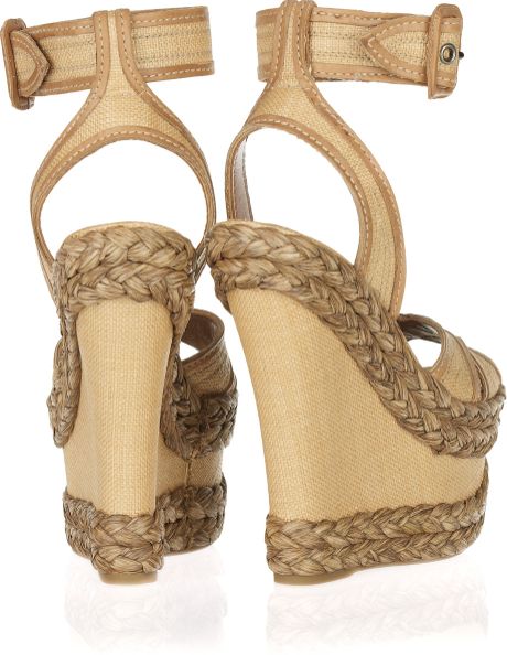 Alaïa Raffia Platform Wedge Sandals in Beige (tan) | Lyst
