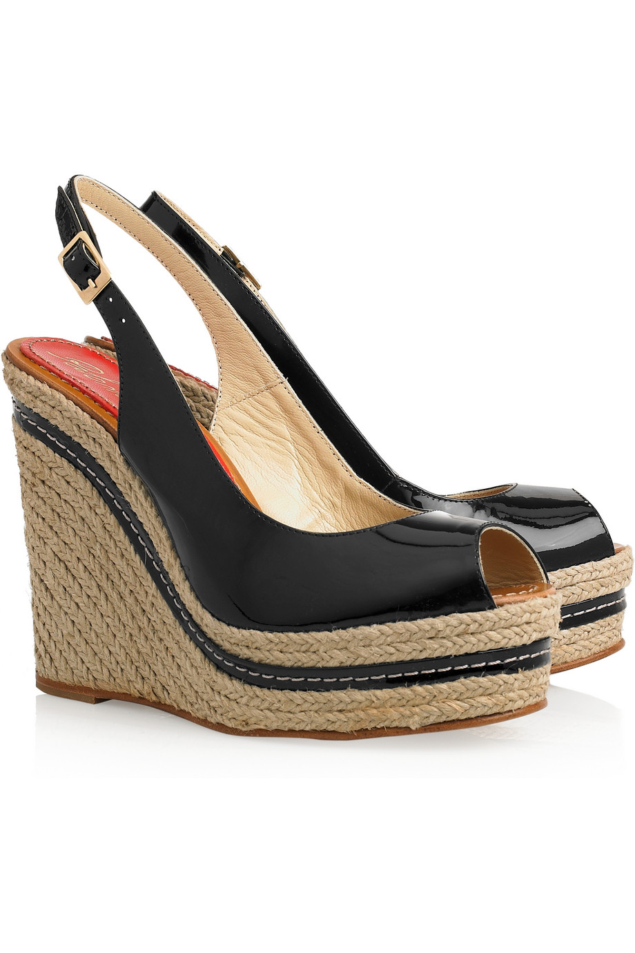 Paloma Barceló Lucy Patent-leather Espadrille Wedges in Black | Lyst