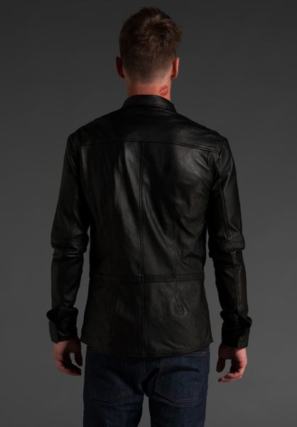 Second Sunday Shiver Leather Shirt Jacket in Black for Men | Lyst