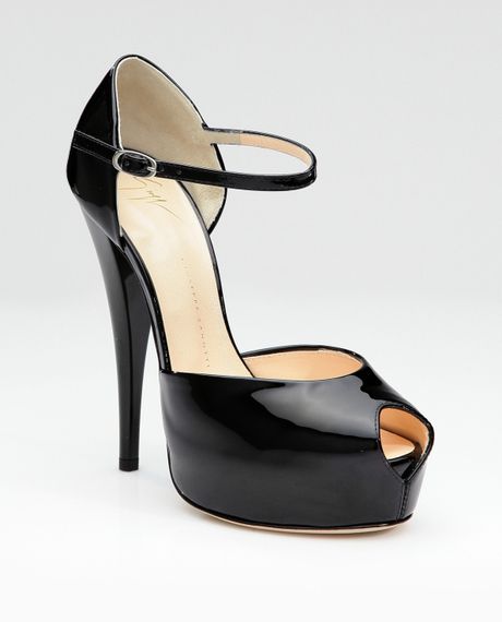 Giuseppe Zanotti Patent Leather Peep-toe Mary Jane Pumps in Black | Lyst