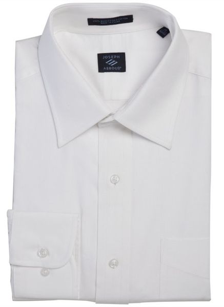 Joseph Abboud White Textured Cotton Point Collar Dress Shirt in White ...