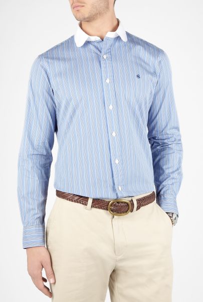 Polo Ralph Lauren Washed Blue Stripe Club Collar Shirt in Blue for Men ...
