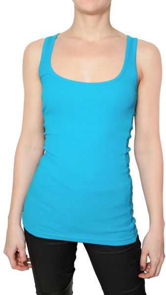 American Apparel Ribbed Jersey Tank Top in Blue (teal) | Lyst