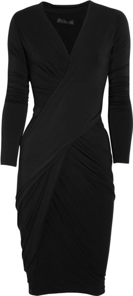 Donna Karan New York Wrap-effect Stretch-jersey Dress in Black | Lyst