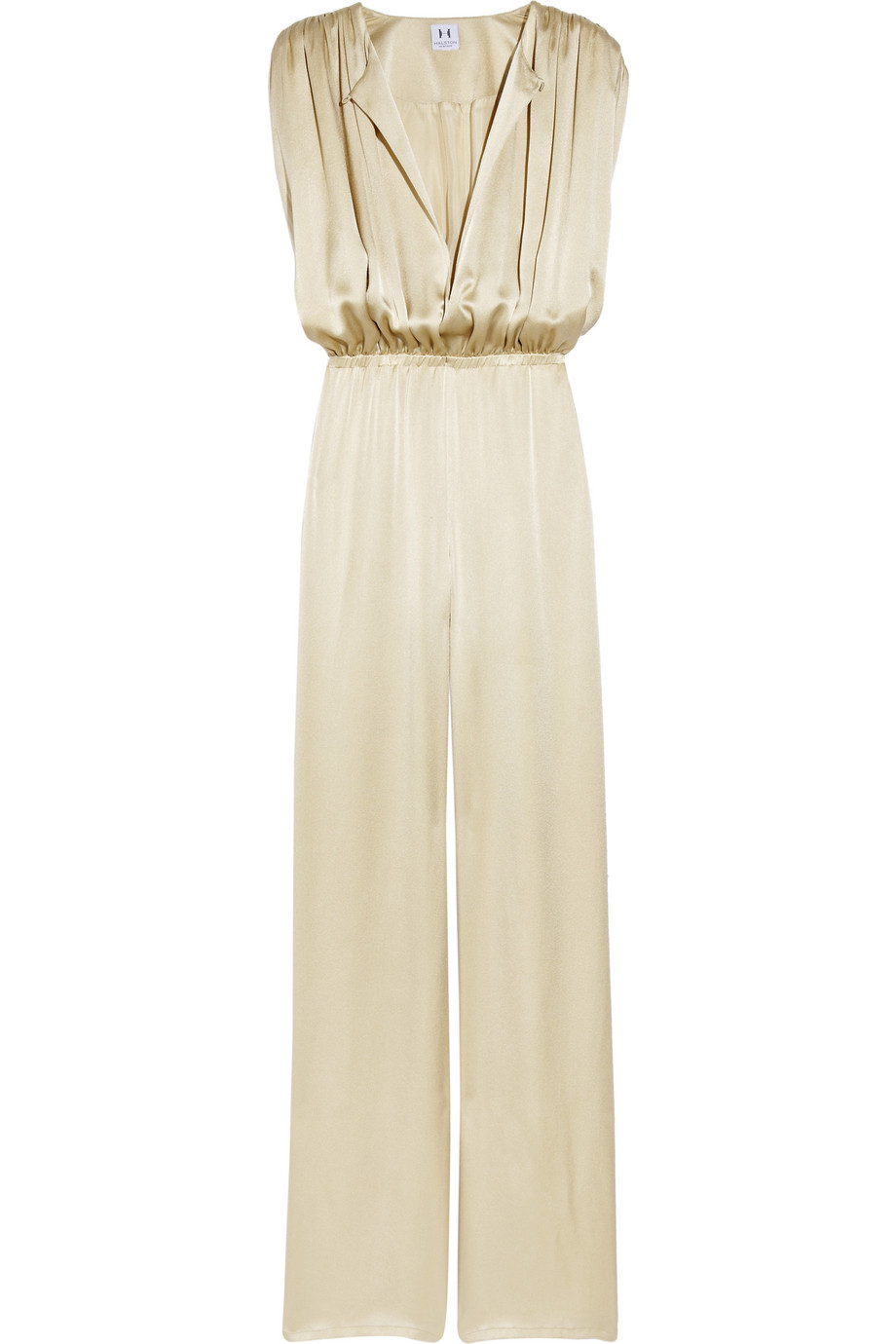 Halston Heritage Silk-charmeuse Jumpsuit in Gold (champagne) | Lyst