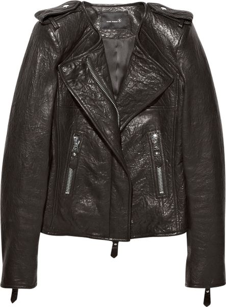 Isabel Marant Keni Leather Biker Jacket in Silver (gunmetal) | Lyst