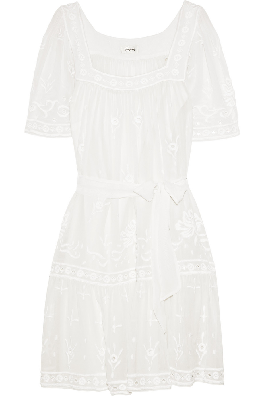 Temperley london Hawaii Embroidered Silk-georgette Dress in White | Lyst