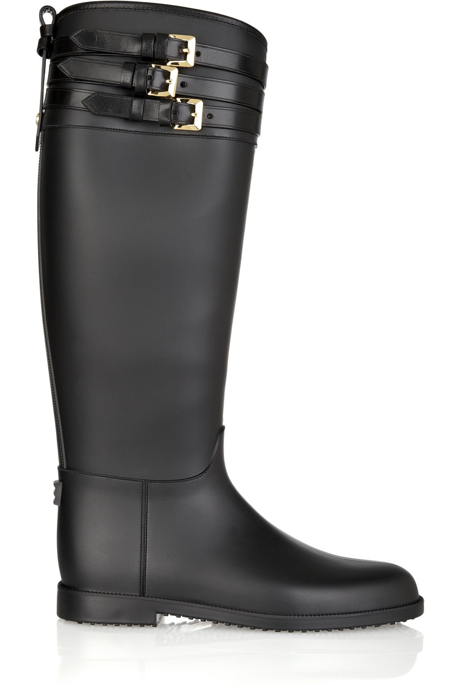 Lyst - Burberry Buckle-embellished Rubber Boots in Black