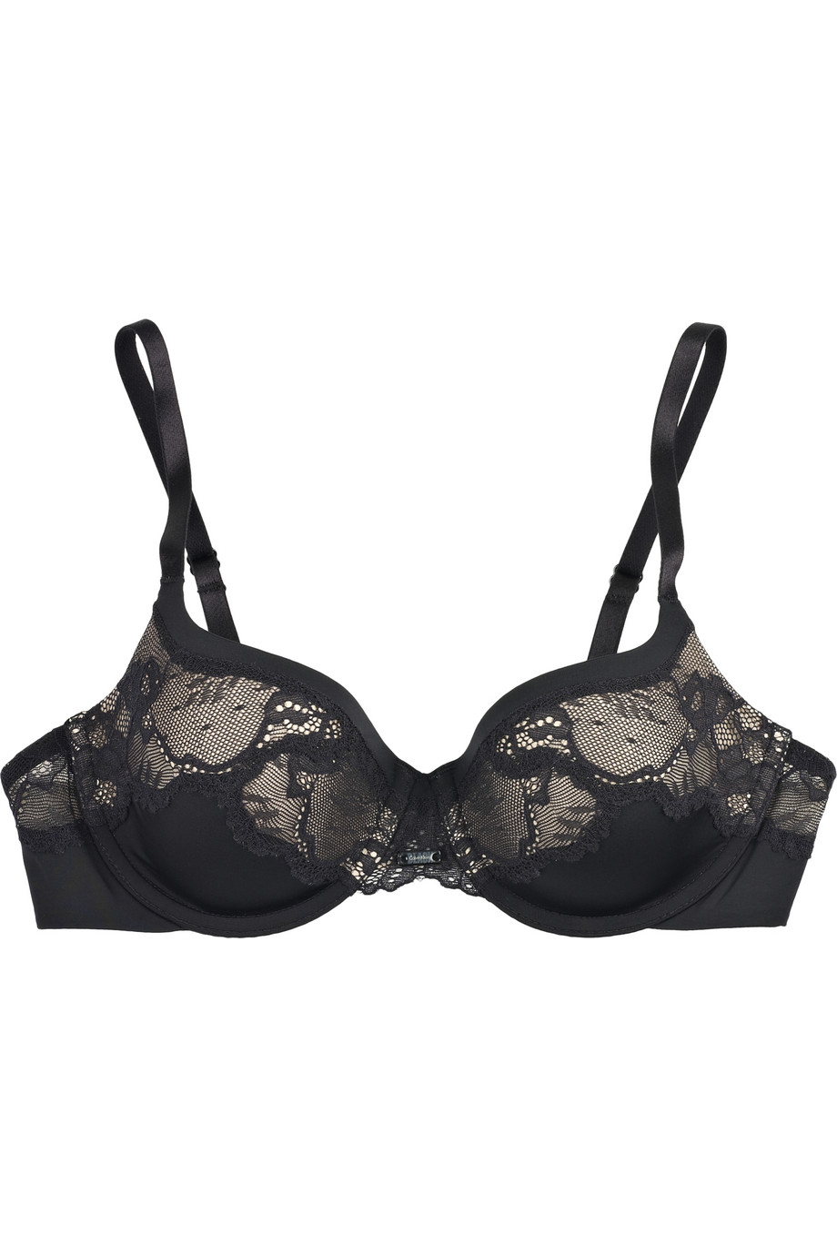 Calvin klein Lace and Satin Padded Bra in Black Lyst