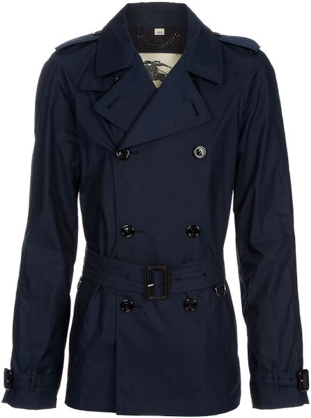 Burberry Short Trench Coat in Blue for Men (navy) | Lyst