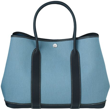 Hermes Garden Party Bag in Blue (silver) | Lyst