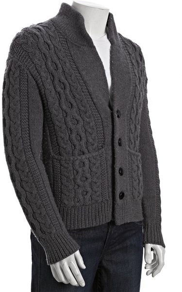 Y-3 Dark Grey Heather Wool Mcmerinock Cable Knit Cardigan in Gray for ...