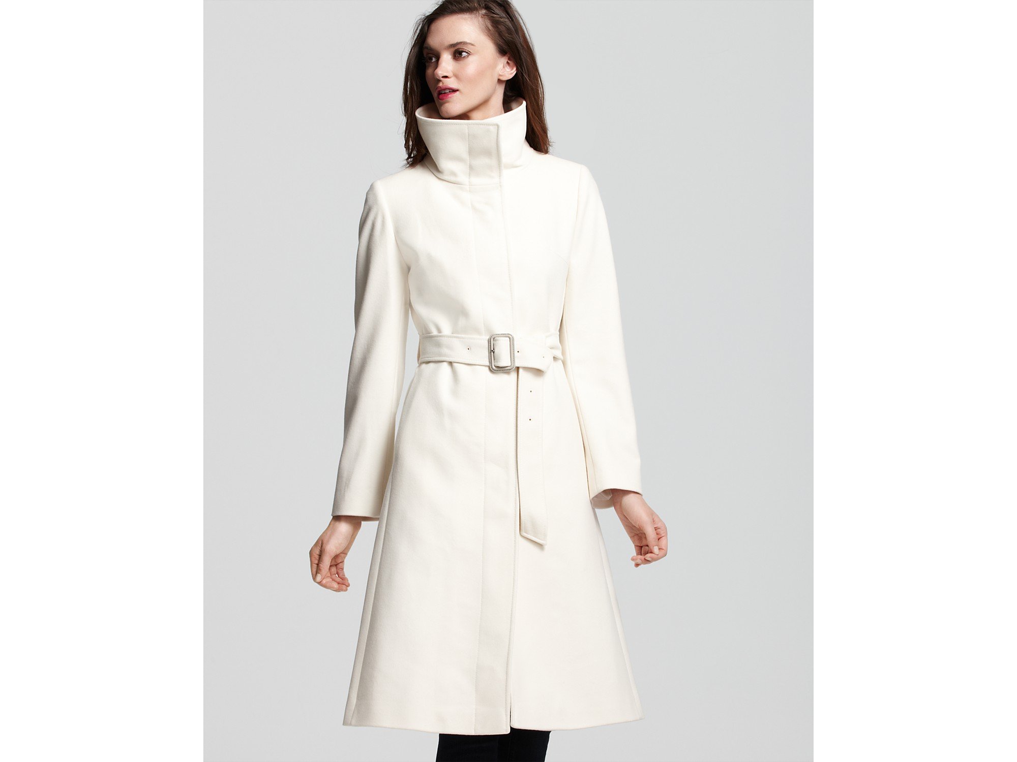 Lyst - Burberry Brit Long Belted Coat in White