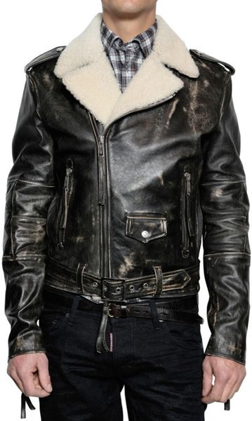 Dsquared² Horse Leather Biker Jacket in Black for Men | Lyst
