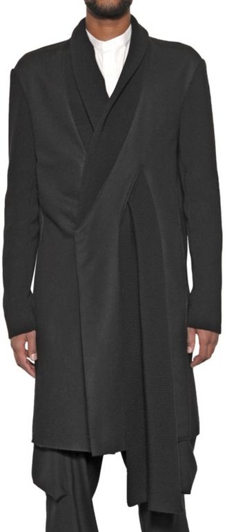 Kris Van Assche Wool Blend Felt and Knit Coat