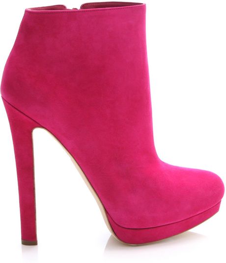 Alexander Mcqueen Suede Ankle Boots in Pink | Lyst
