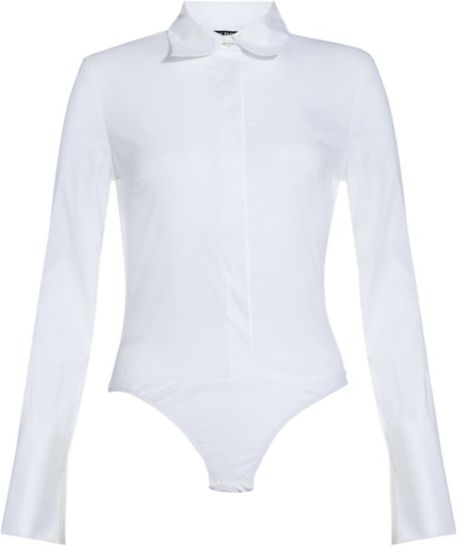 Patrizia Pepe Shirt Bodysuit in White | Lyst