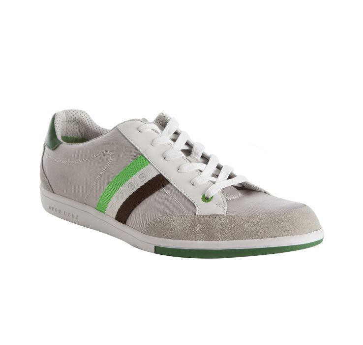 Hugo Boss Green Grey Metallic Canvas O Shea Sneakers in Gray for Men ...