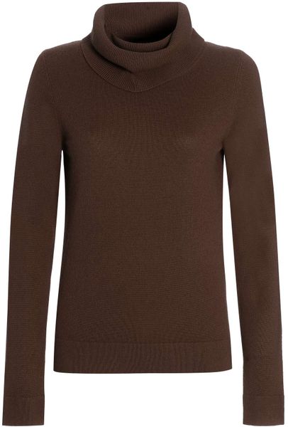Jaeger Cowl Neck Sweater in Brown (chocolate) | Lyst