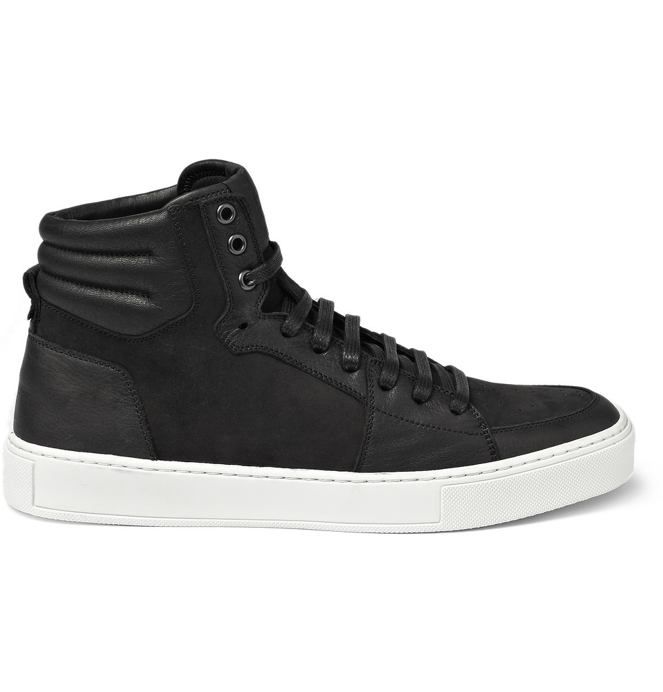 Saint Laurent Leather and Suede Mid Top Sneakers in Black for Men | Lyst