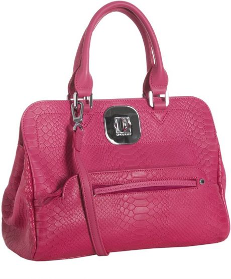 Longchamp Fuchsia Snake Embossed Calf Gatsby Handbag in Pink (fuchsia ...