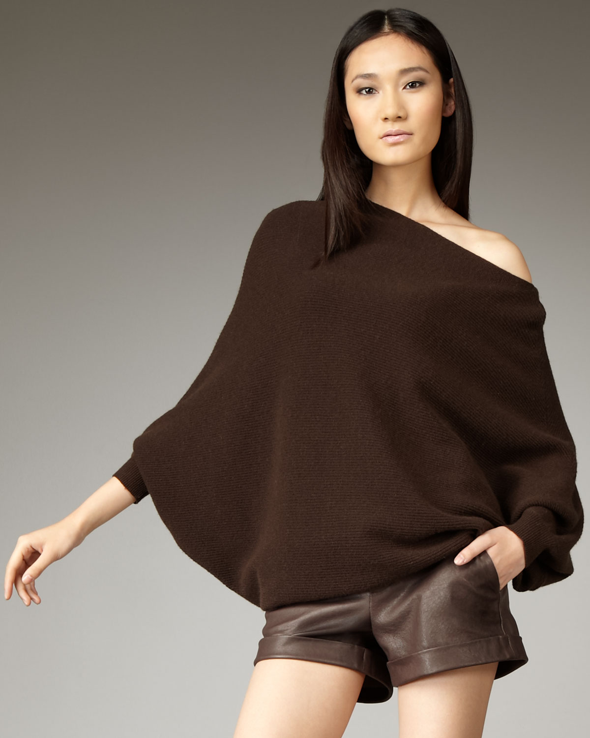 Lyst - Alice + olivia Amalie Off-the-shoulder Sweater in Brown