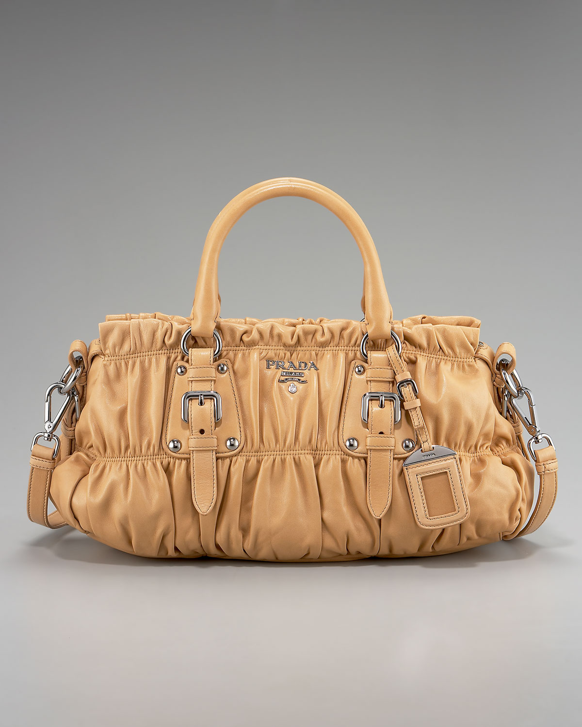 Prada Napa Gaufre Small Satchel in Brown (tan) | Lyst