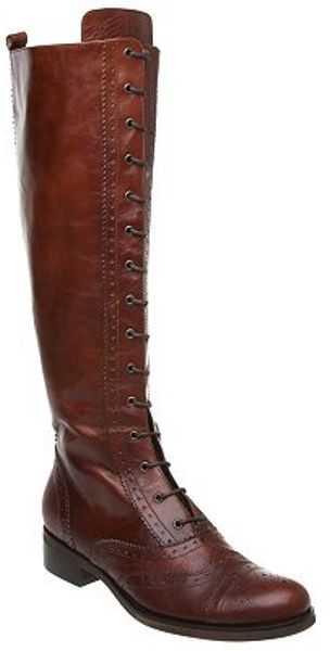 Pied A Terre Pelite Lace Up Knee High Boots Tan in Brown (tan) | Lyst