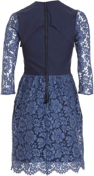 Carven Lace Dress in Blue (navy) | Lyst