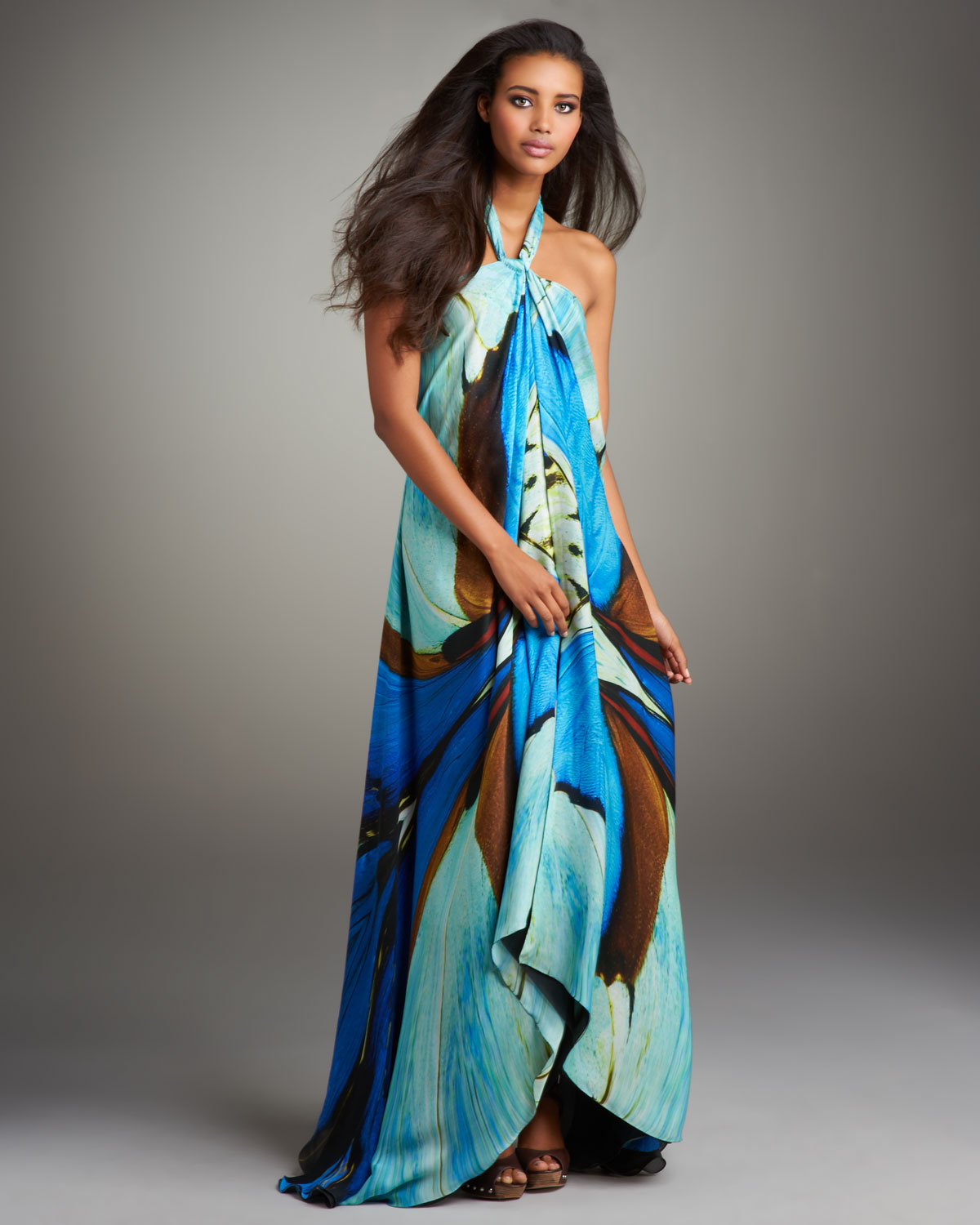Lyst Roberto Cavalli Printed Halter Maxi Dress In Blue Gallery