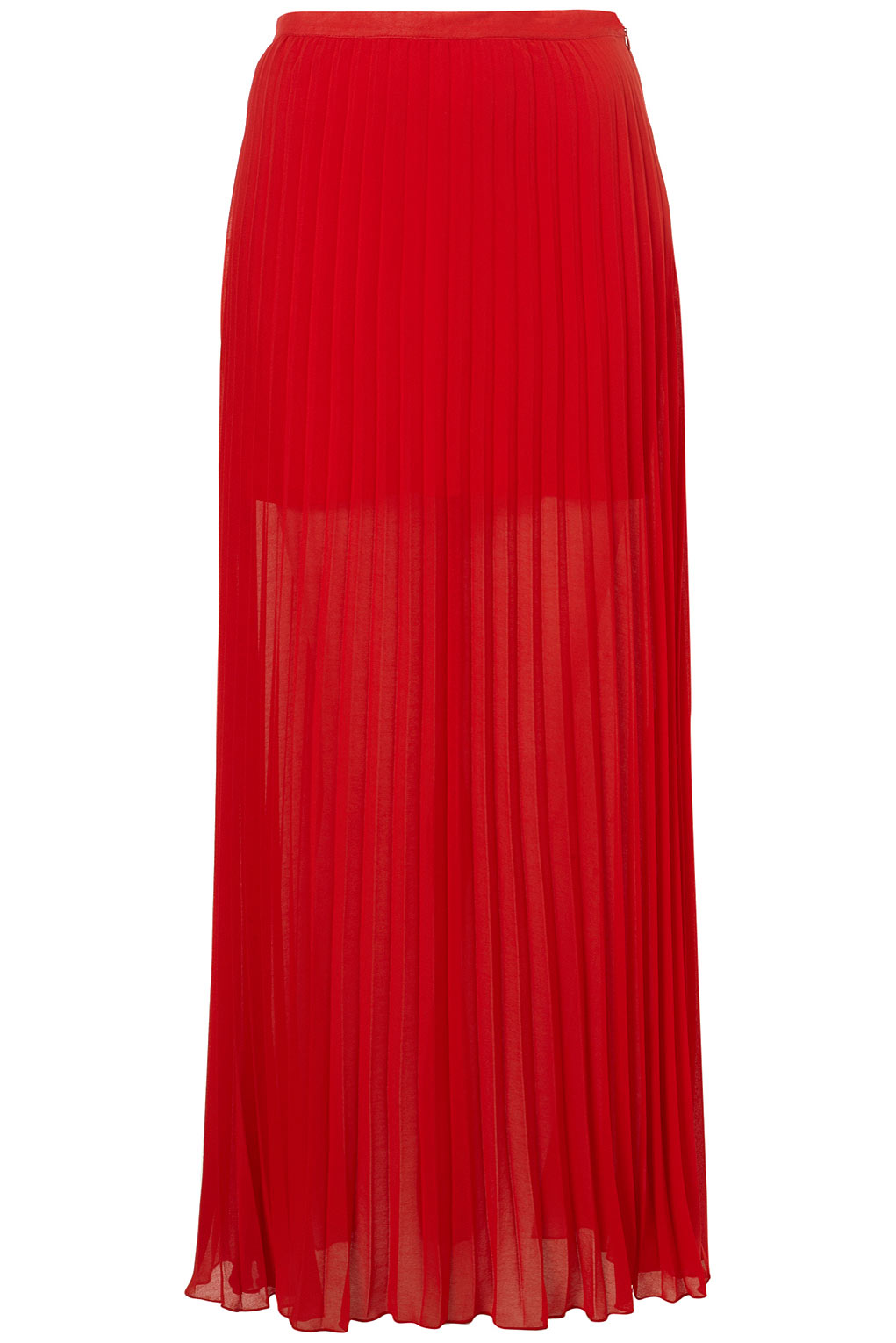 Topshop Bright Red Pleated Maxi Skirt in Red | Lyst