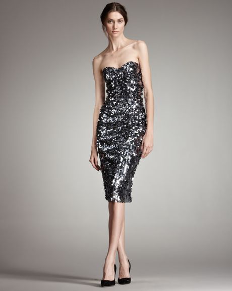 Dolce & Gabbana Metallic Paillette Dress in Silver (pewter) | Lyst
