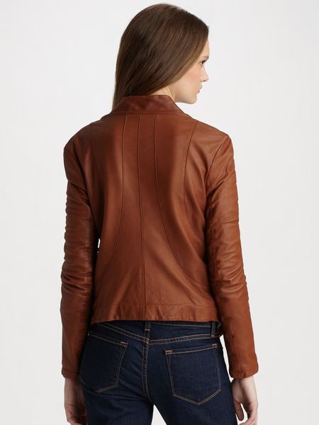 Haute Hippie Draped Leather Jacket in Brown (cognac) | Lyst