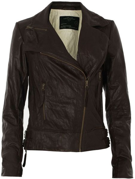 Allsaints Lana Leather Jacket in Brown (bitter) | Lyst